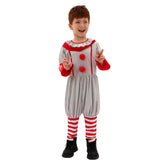 It Pennywise Kids Boys Grey Jumpsuit Cosplay Costume Outfits Halloween Carnival Suit